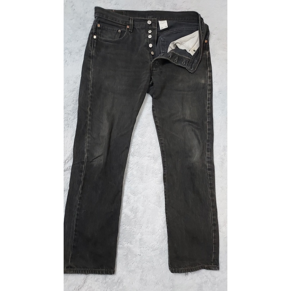 Vintage Levis 501 Jeans Mens 33x32 Straight Leg Button Fly Denim Black Original